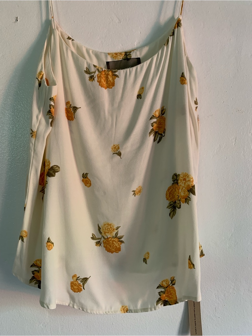 Reformation Cream Floral Spaghetti-Strap Camisole with Yellow Blooms
